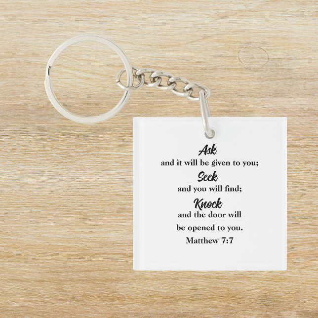 Porte-clefs Matthieu 7:7 Bible Verse Christian (Créateur téléchargé)