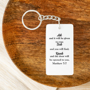 Porte-clefs Matthieu 7:7 Verset biblique minimaliste