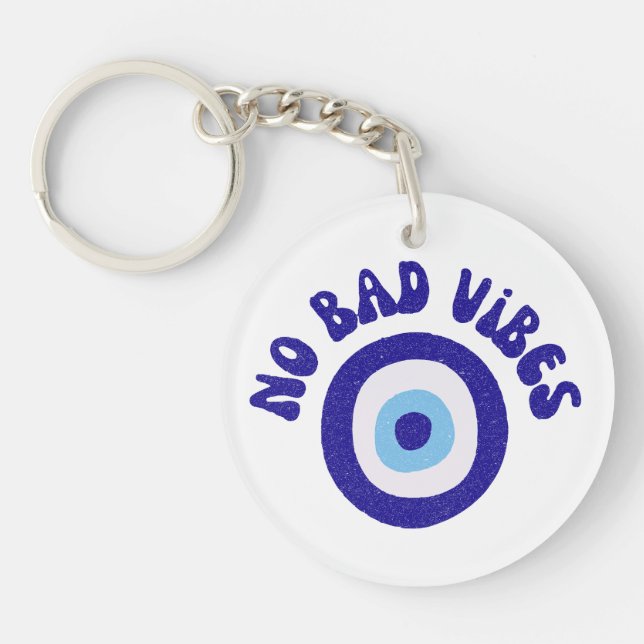 Porte-clefs Mauvais Œil Pas de Mauvaises Vibrations - Amulette (Devant)