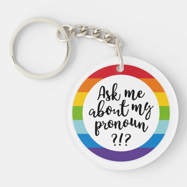 Porte-clefs Me Demandez-Moi Mon Pronoun ? (Devant)