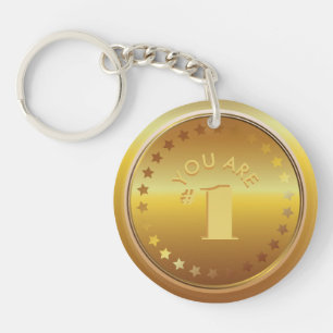 Porte-clefs Médaille d'or classique personnalisable. Tu es le