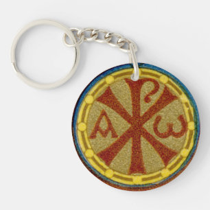 Porte-clefs Médaillon Chi Rho / Alpha Oméga de SNV 36