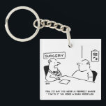 Porte-clefs Médecin et patient en surpoids Obesity Sumo Cartoo<br><div class="desc">Drôle Clavier pour un Docteur. Le docteur dit à un patient en surpoids qu'il serait en parfait état - s'il était un lutteur de sumo. Dessin du caricaturiste britannique Nigel Sutherland.</div>