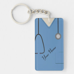 Porte-clefs Médicale Scrubs Infirmier Docteur Blue Custom Acr