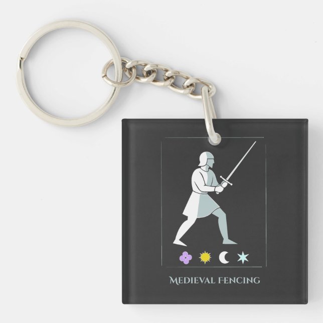 Porte-clefs Medieval Fencing – Knight Stance Minimalist Design (Devant)