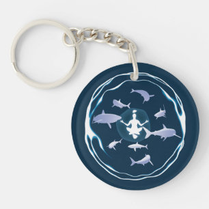 Porte-clefs Méditation sous-marine Natation avec requins