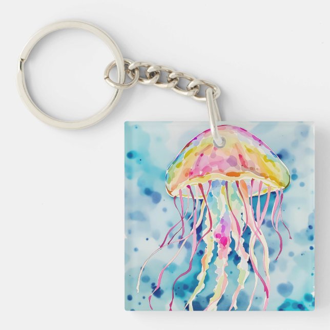 Porte-clefs Méduse aquarelle (Devant)
