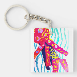 Porte-clefs Méduse été coloré