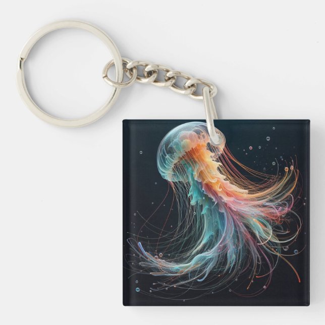 Porte-clefs méduse marine/plage/côtière (Devant)