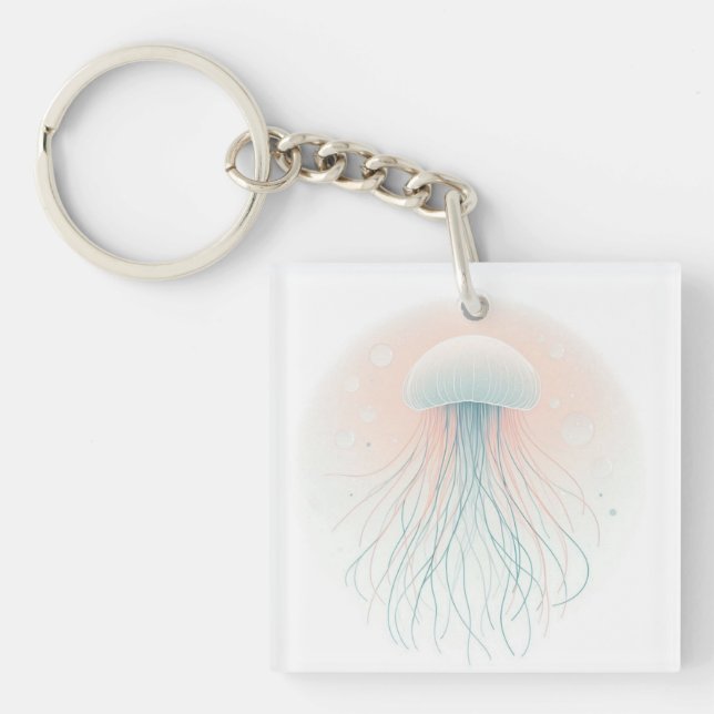 Porte-clefs méduse marine/plage/côtière (Devant)