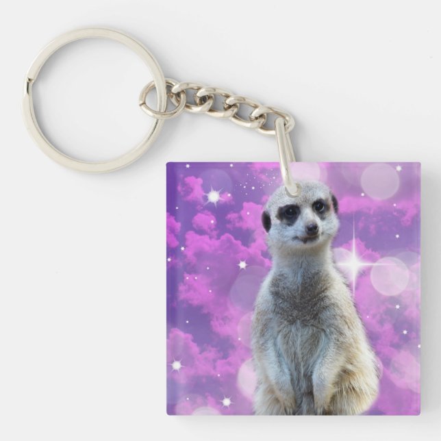 Porte-clefs Meerkat Avec Éperche Rose, (Devant)