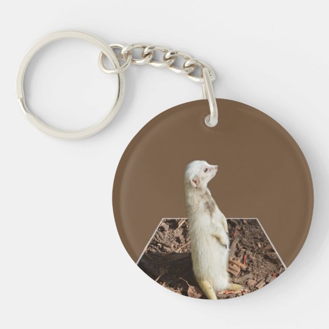 Porte-clefs Meerkat Blanc En Garde, (Devant)