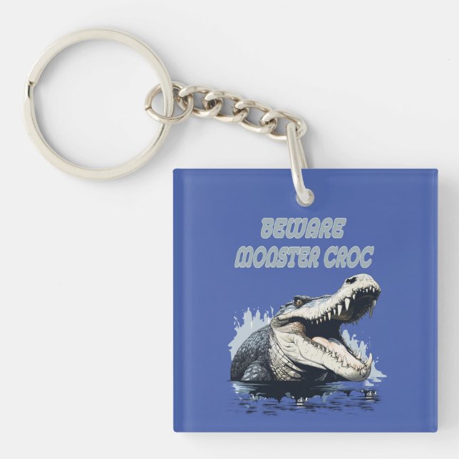 Porte-clefs Méfiez-vous du crocodile de monstre en colère (Devant)