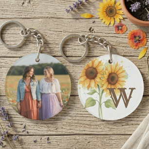 Porte-clefs Meilleur ami anniversaire tournesol monogramme pho