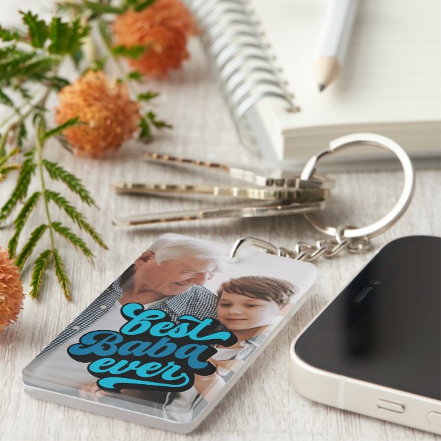 Porte-clefs Meilleur Baba jamais | Grand-père Photo (Devant droit)