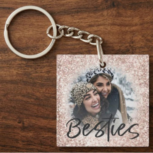 Porte-clefs Meilleur Cadeau de Photo de Meilleure Amie Rose Pa