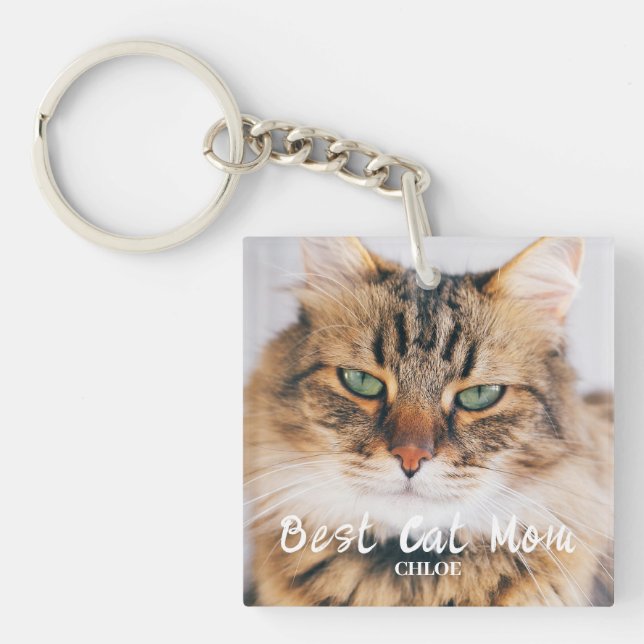Porte-clefs Meilleur Cat Maman Nom photo Porte - clé (Devant)