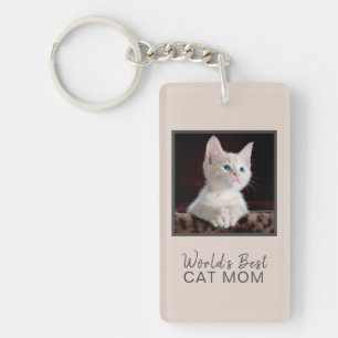 Porte-clefs Meilleur Chat Maman Chat Photo Blush Pink Grey