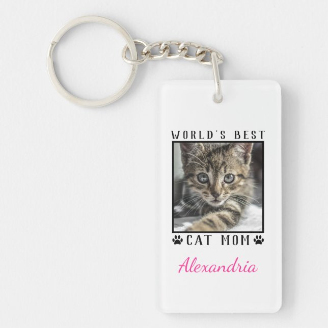 Porte-clefs Meilleur Chat maman Empreintes de pattes cadre pho (Devant)
