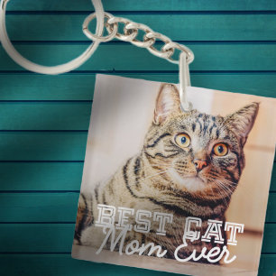 Porte-clefs Meilleur Chat Maman Ever Moderne Personnalisé Phot