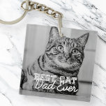 Porte-clefs Meilleur Chat Papa Jamais Moderne Personnalisé Pho<br><div class="desc">Ce design simple et classique est composé de typographie serif et d'ajouter une photo personnalisée</div>