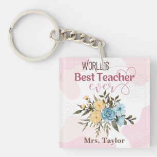 Porte-clefs Meilleur enseignant du monde jamais floral personn