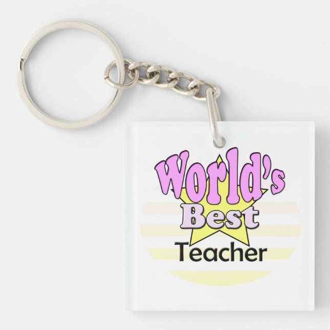 Porte-clefs Meilleur Enseignant du monde (rose) (Devant)