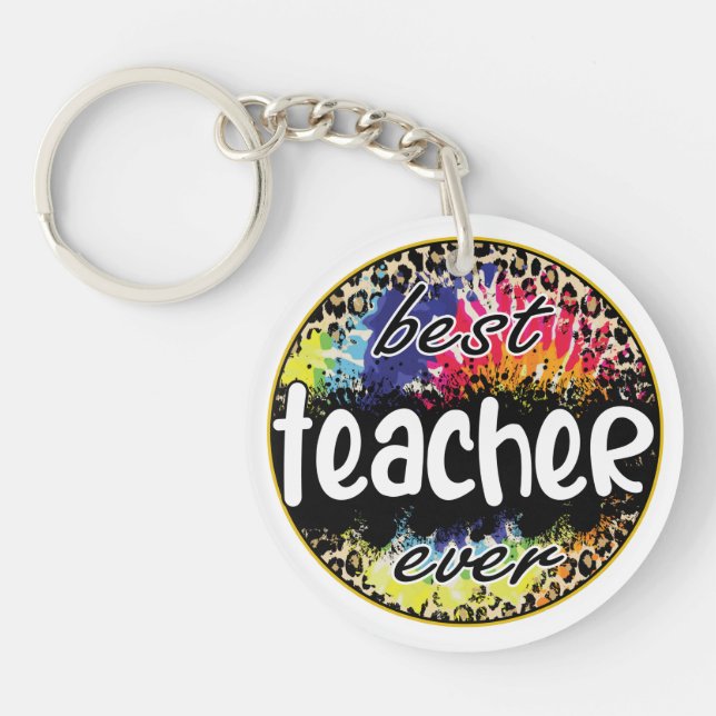 Porte-clefs Meilleur enseignant jamais - Empreinte de léopard  (Devant)