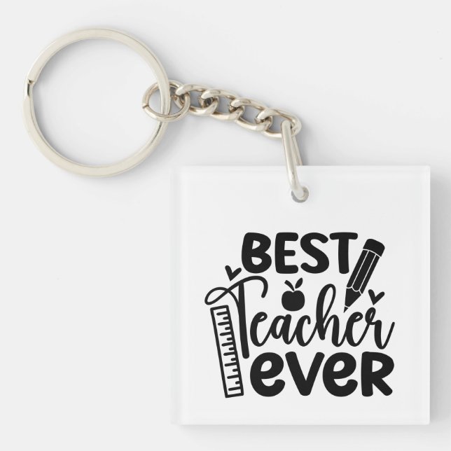 Porte-clefs Meilleur enseignant jamais Wordart (Devant)