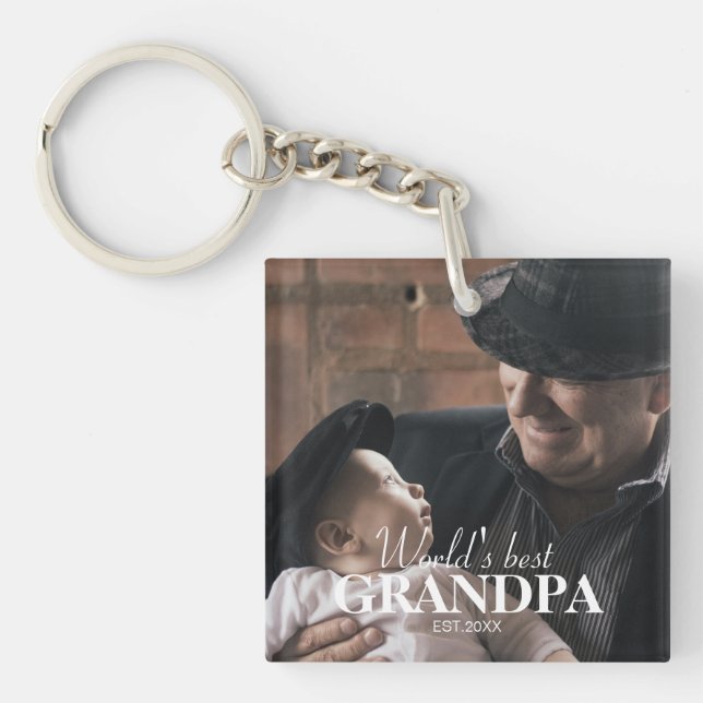 Porte-clefs Meilleur grand-père du monde Photo personnalisée K (Devant)