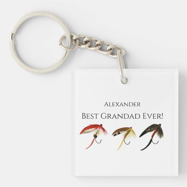 Porte-clefs Meilleur Grand-Père Jamais ! Pêcheurs à la mouche  (Devant)