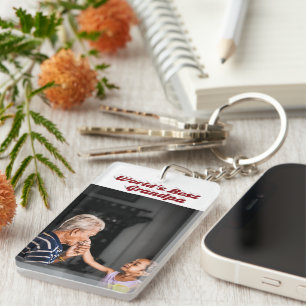 Porte-clefs Meilleur grand-père photo texte bordeaux