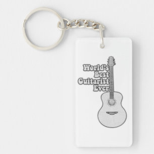 Porte-clefs Meilleur guitariste du monde. noir et blanc