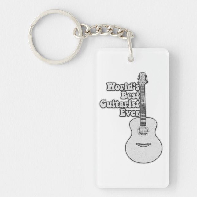 Porte-clefs Meilleur guitariste du monde. noir et blanc (Devant)