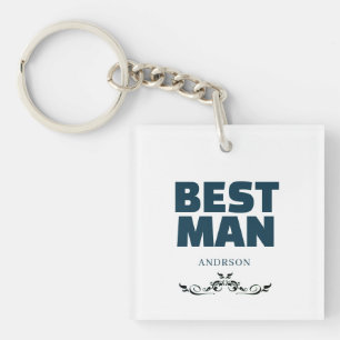 Porte-clefs Meilleur Homme Rustique Mariage noir Monogramme
