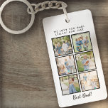 Porte-clefs Meilleur papa 6 Photos Message personnalisé Blanc<br><div class="desc">Police de script de meilleur papa avec 6 emplacements photo de famille avec un message personnalisé pour votre papa numéro 1.</div>