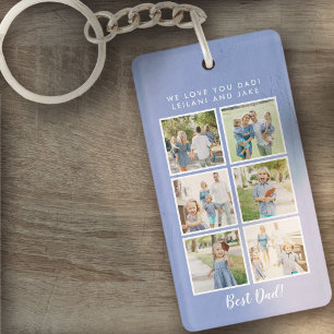 Porte-clefs Meilleur papa ! 6 Photos Message personnalisé ble