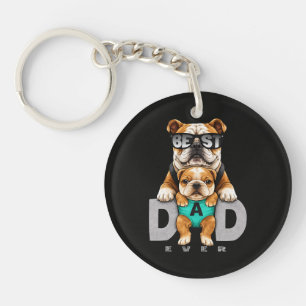 Porte-clefs Meilleur Papa Bouledogue Ever – Journée Cute Boule