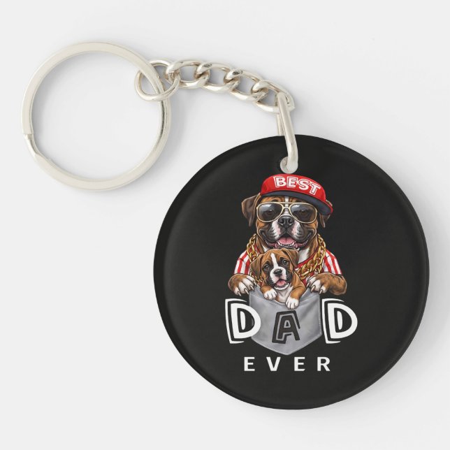 Porte-clefs Meilleur Papa Boxer Ever (Devant)