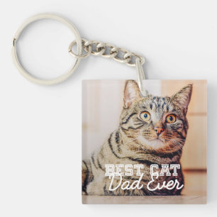 Porte-clefs Meilleur Papa Chat du Monde Photo de Chien Personn