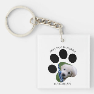 Porte-clefs Meilleur Papa Chien Ever Photo Empreinte de Patte 