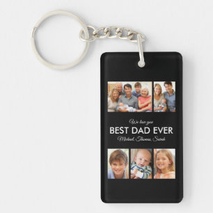 Porte-clefs Meilleur Papa du Monde Collage de Photos Fête des