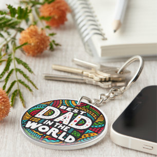 Porte-clefs Meilleur Papa du Monde - Mosaïque Arc-en-ciel Vibr