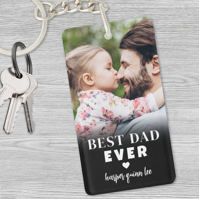 Porte-clefs Meilleur Papa du Monde Photo Personnalisée (Best Dad Ever Personalized Photo Keychain)
