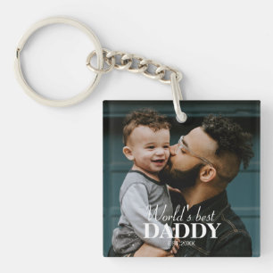 Porte-clefs Meilleur papa du monde Photo personnalisée Keepsak