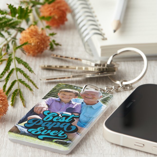 Porte-clefs Meilleur Papa jamais | Grand-père Photo (Devant droit)
