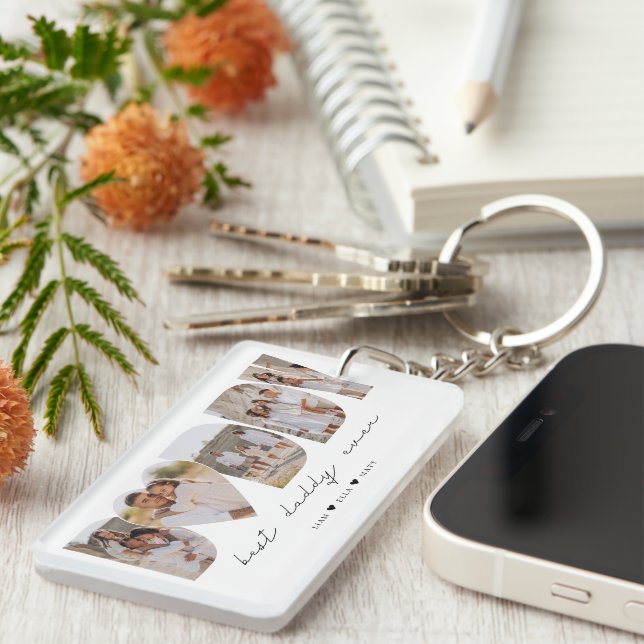 Porte-clefs Meilleur papa jamais photo moderne Collage Fête de (Devant droit)