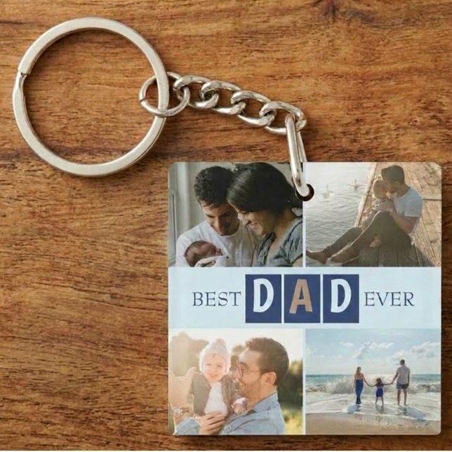 Porte-clefs Meilleur Papa Moderne 4 Photos  (Créateur téléchargé)