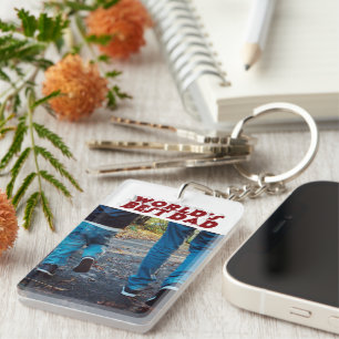 Porte-clefs Meilleur papa photo bordeaux 3d texte