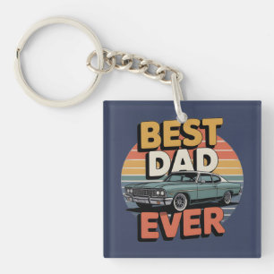 Porte-clefs Meilleur Papa Retro Vintage Muscle Car Sarcelle